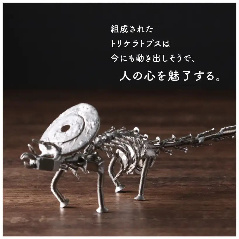 恐竜 トリケラトプス オールステンレス ネジ製 250mm [A-025003]