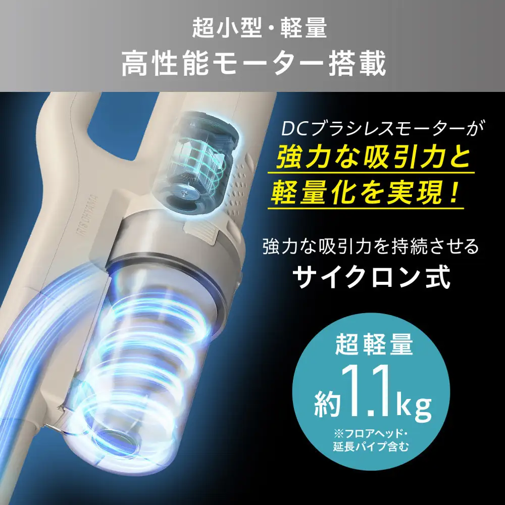 ☆リニューアル☆充電式サイクロンスティッククリーナー SCD-124P-HC グレージュ