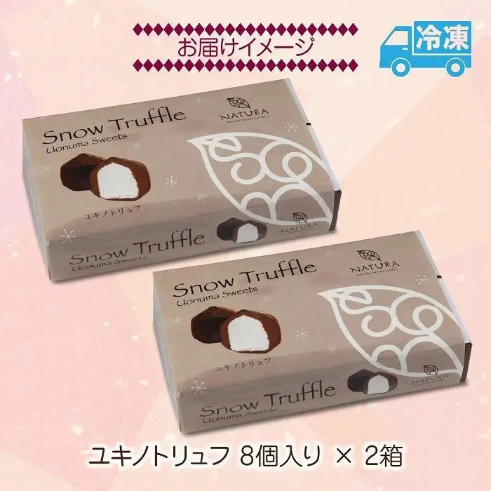 ユキノトリュフ 8個 2箱 チョコレート ココア おやつ スイーツ  洋菓子 バレンタイン 誕生日 お祝い 贈り物 ギフト お取り寄せ 冷凍 グルメ パーティー 魚野の里 ナトゥーラ 新潟県 南魚沼市｜チョコレート