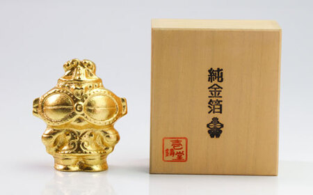 純金箔鉄偶 桐箱入り 南部鉄器 金箔 treis016