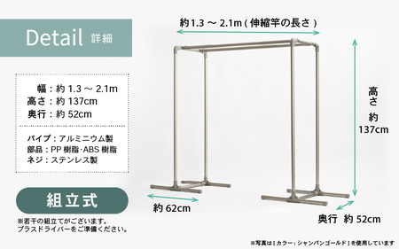 daim ダブルバー物干し 布団干し対応 20kg 室内外兼用（シャンパンゴールド） [C-18405_02]