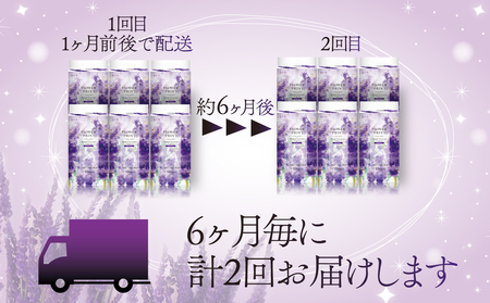 【 定期便 年 2 回 6 ヶ月毎 】 トイレットペーパー 12ロール ダブル ラベンダー 