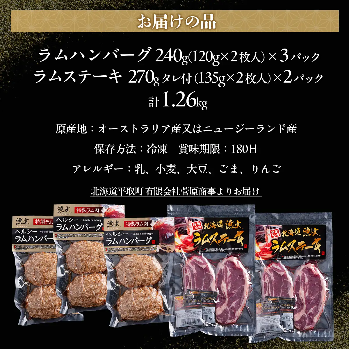 北海道民おすすめの味のラムを贅沢にラムハンバーグとラムステーキに！！ BRTI011