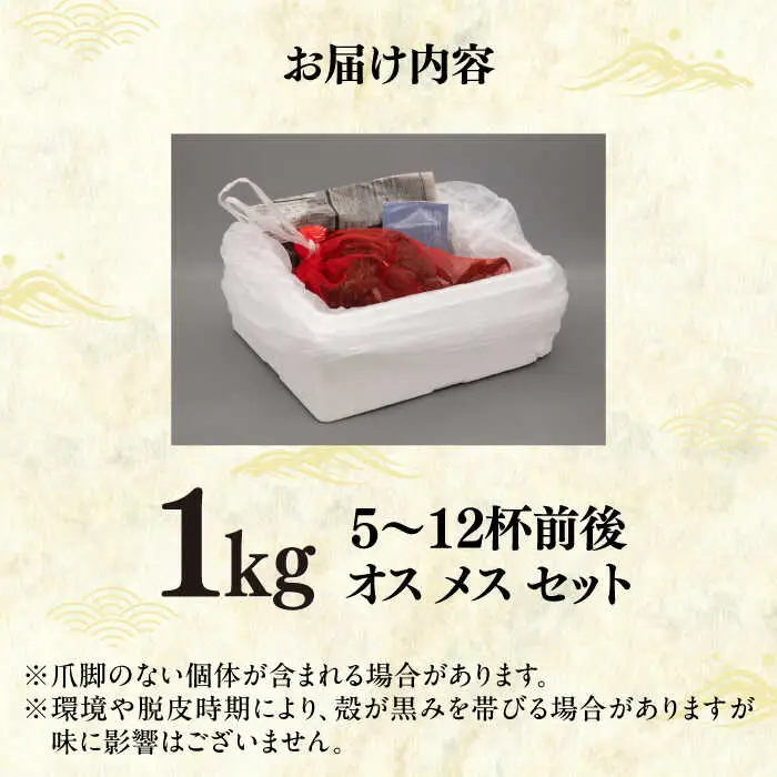 【先行予約】【2026年11月下旬以降順次発送】新鮮 活モクズガニ 1kg (5-12杯前後) オス メス セット 蟹 カニ カニ味噌 [ABCB005] 