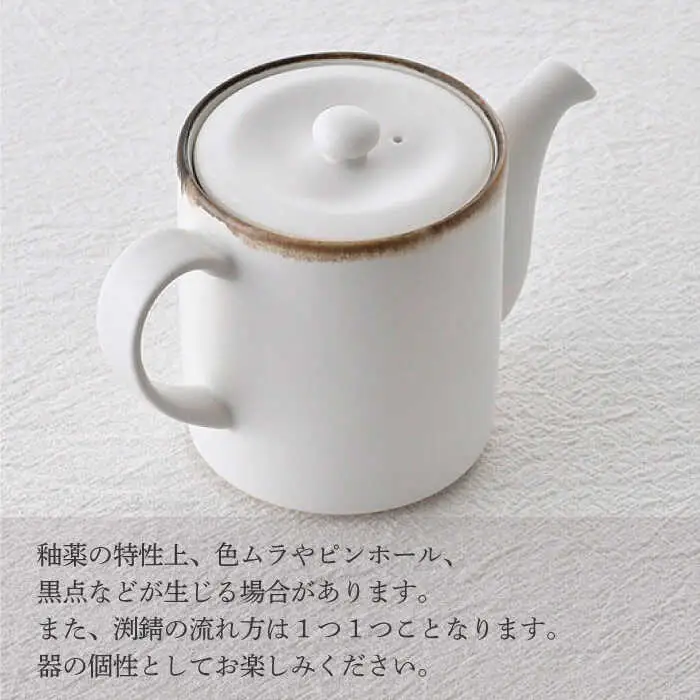 【波佐見焼】ティーポット 渕錆ホワイト 茶こし付き【長十郎窯】[AE100]