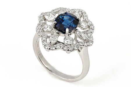 【一点もの】サファイア（1.993ct）ダイヤモンドプラチナリング　R94　K05150-H