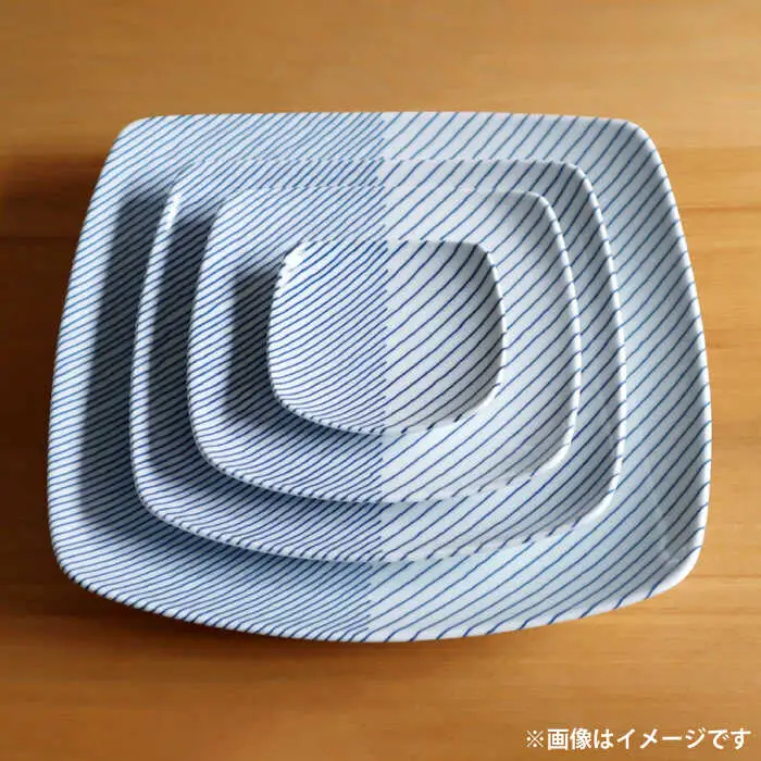 【白山陶器】【食器】重ね縞 反角盛皿 【波佐見焼】[TA164] 食器