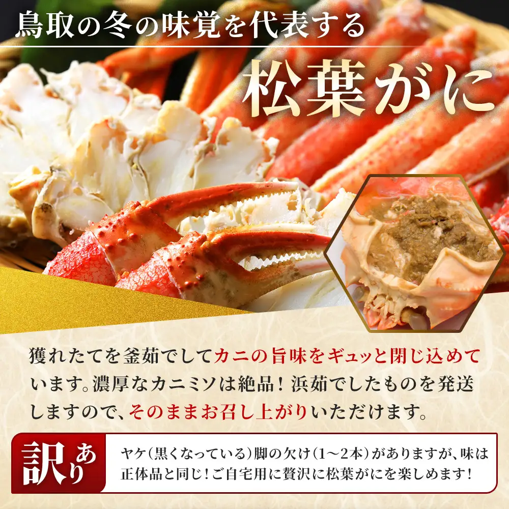 松葉ガニ 先行予約 訳あり ボイル  1枚 約500g 年内配送 松葉ガニ