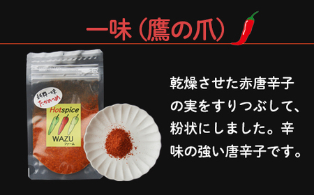 国産 唐辛子 4種セットA（青柚子胡椒／一味(鷹の爪)／青唐辛子味噌／にんにく味噌） / 調味料 スパイス 唐辛子 綾部市 / WAZUファーム［BSAF001］