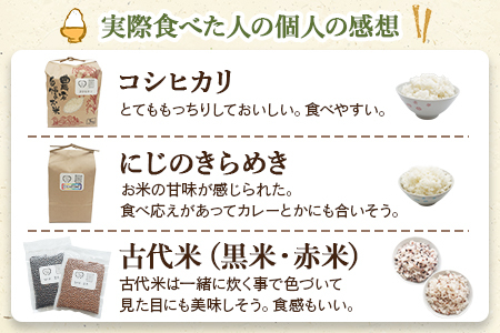 ＜古代米も入った！やまこのうえんのお米 4種類食べ比べセット 合計5.3kg＞ お米 コメ ご飯 ライス 穀物 こしひかり コシヒカリ にじのきらめき 古代米 黒米 赤米 食べ比べ 特産品 やまこのうえん 愛媛県 西予市【常温】『2025年9月上旬より順次出荷予定』UYN0001
