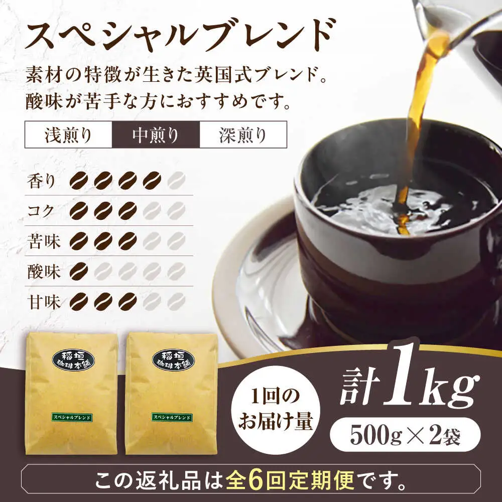 【全6回定期便】スペシャル ブレンド コーヒー 500g×2 ( 中煎り ) [VAS174] 珈琲 コーヒー 