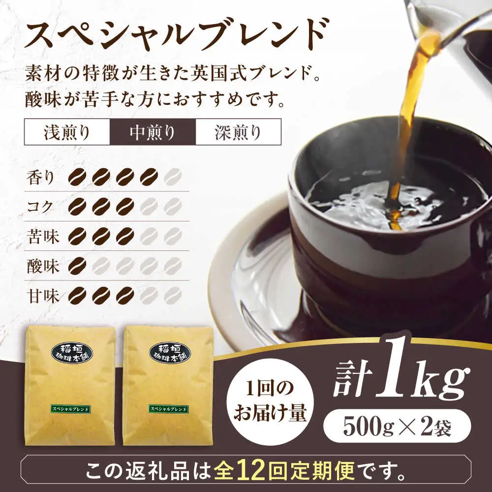 【全12回定期便】スペシャル ブレンド コーヒー 500g×2 ( 中煎り ) [VAS175] 珈琲 コーヒー 