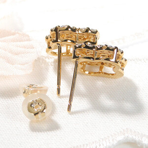 6-9 ピアス K18YG ダイヤモンド 0.8ct ブルーダイヤ スタッドピアス クローバー 四つ葉 フラワー 花 ダイヤモンドピアス レディース Wロックキャッチ 【f251-k18yg-bd】 ALPAZ002