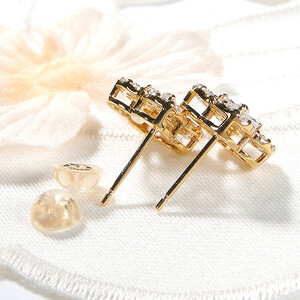 6-10 ピアス K18YG ダイヤモンド 0.8ct スタッドピアス クローバー 四つ葉 フラワー 花 ダイヤモンドピアス レディース Wロックキャッチ 【f251-k18yg-d】 ALPAZ001