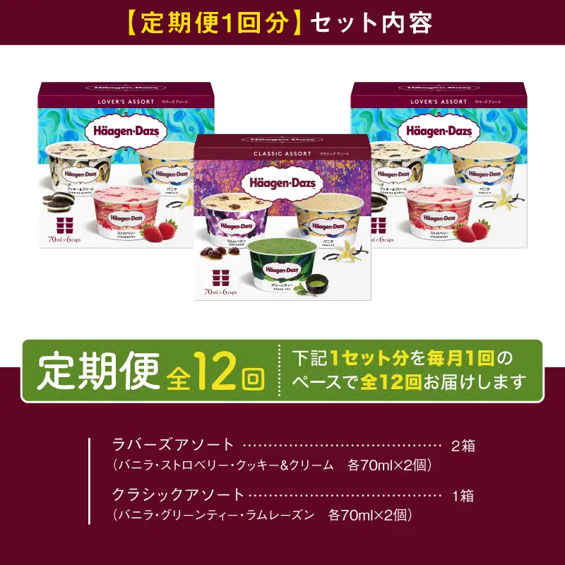 ＜全12回定期便・連続＞ハーゲンダッツ『アソートボックス3箱セット(合計36箱)』アイスクリーム アイス スイーツ デザート_H0016-149