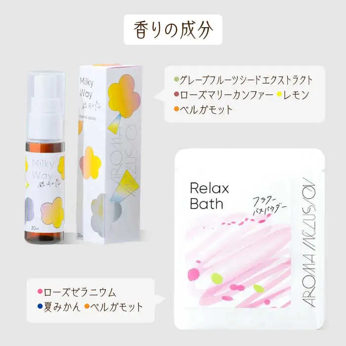 アロマフレグランススプレー（銀河の恋）・Relax フラワーバスパウダー /愛まんてん [UBD009] アロマ