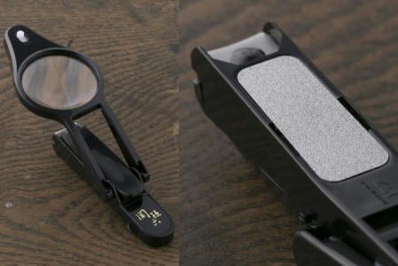 H9-124 ＜刀匠 ◇貝印 関孫六の伝統から生まれたツメキリ＞ ◇貝印 関孫六 LEDルーペ付きツメキリ ～ ルーペ付きだから爪がしっかり見えて切りやすい LED付なので手元が明るい 虫眼鏡 ルーペ 拡大 ライト 電灯 爪切り つめきり 黒～