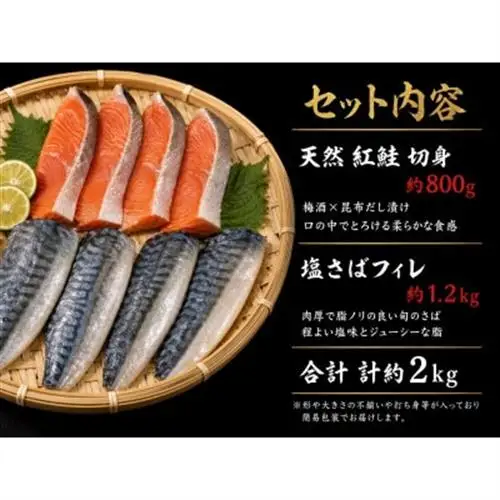 【毎月定期便】【ご家庭用訳あり】人気の塩さばフィレ＆紅鮭切身セット計2kg全3回【配送不可地域：離島】【4050164】