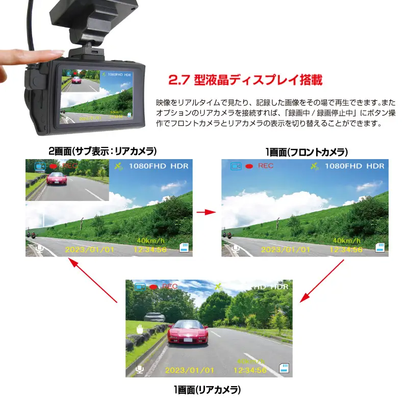 ドライブレコーダー 1カメラ 200万画素 FC-DR206SW (a54-003)