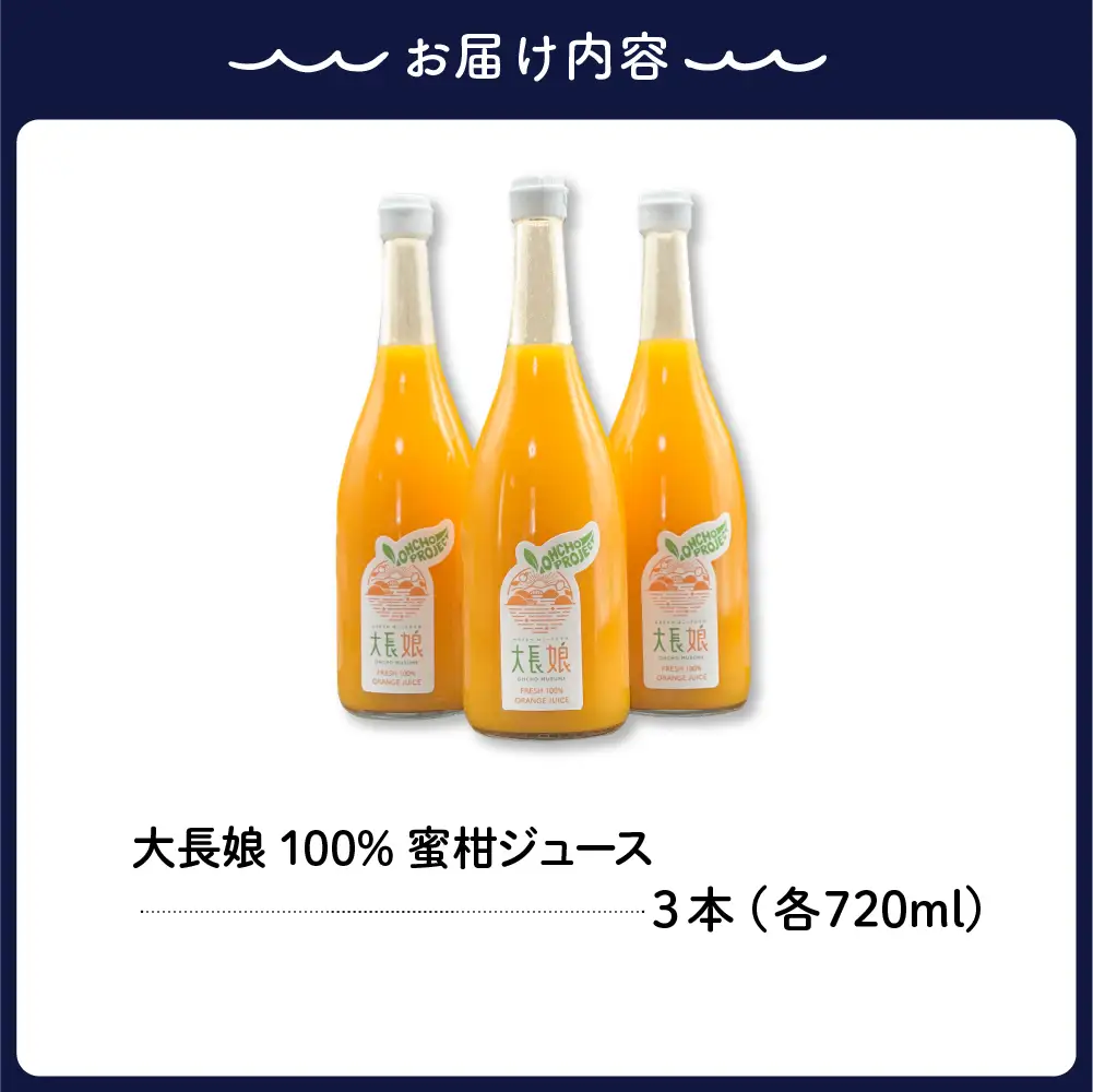大長娘 100% 蜜柑ジュース 720ml×3本 柑橘 広島県 呉市