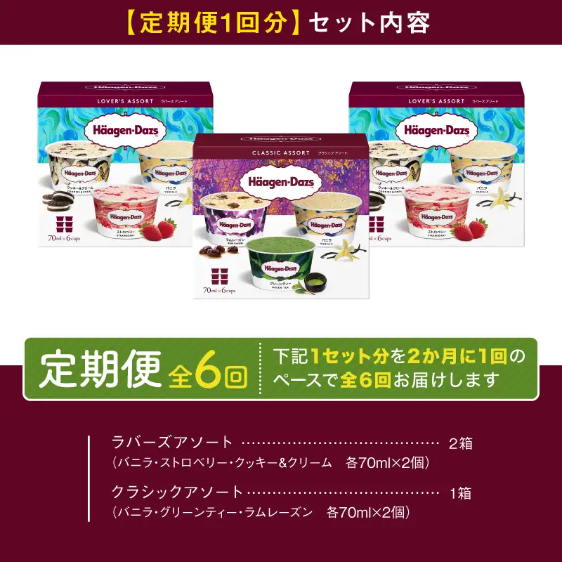 ＜全6回定期便・隔月＞ハーゲンダッツ『アソートボックス3箱セット(合計18箱)』アイスクリーム アイス スイーツ デザート_H0016-151