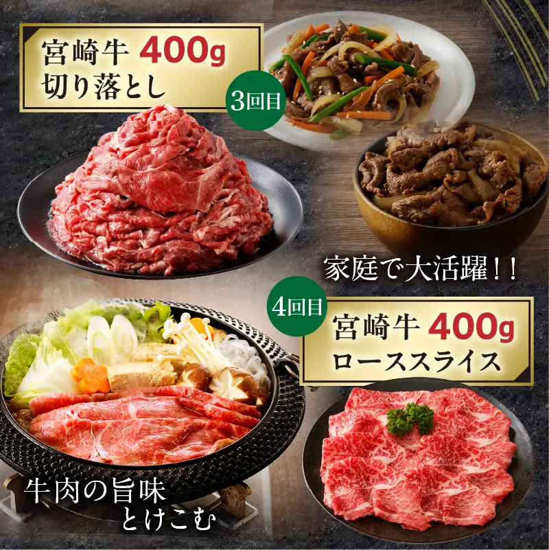 【定期便全4回】宮崎牛づくしコース 宮崎牛 焼肉 牛肉