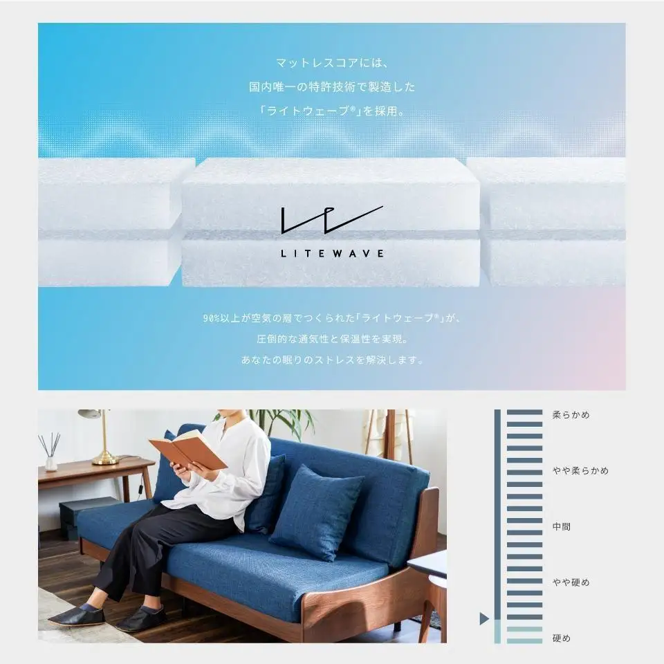 ソファベッド 3人掛け エスタート 180cm：ヴィンテージナチュラル×グレー【モーブル】【大川家具】