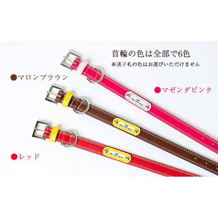 迷子札付き犬首輪 本革製 ネームタグ 日本製 ペット用品 | 犬用 首輪 迷子札 セット ペットグッズ ペット用品 ぶらぶらしない なくならない 愛犬 名入れ オーダー品 おしゃれ 可愛い プレゼント 贈り物 てるべる 埼玉県 越谷市