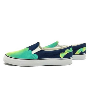 手描きスニーカー「moku-surf」ダークブルー×グラデーション ワイズ 2E 22.0～28.0cm ハンドペイント レディース メンズ カジュアルシューズ おすすめ おしゃれ 大人かわいい オリジナル