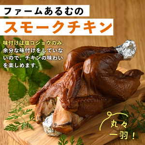 平飼い 昔ながらの庭先たまご 10個 サイズ混合  スモークチキン 1羽 セット【ファームあるむ】B7065