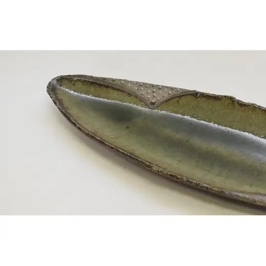 銀彩オーバル皿 2枚セット 和食器 長皿 平皿 陶芸品《受注制作》作品 インテリア オブジェ 皿 楕円皿 長皿 和食器 おすすめ おしゃれ スタイリッシュ モダン プレート 陶芸 手作り 陶器 陶芸作家
