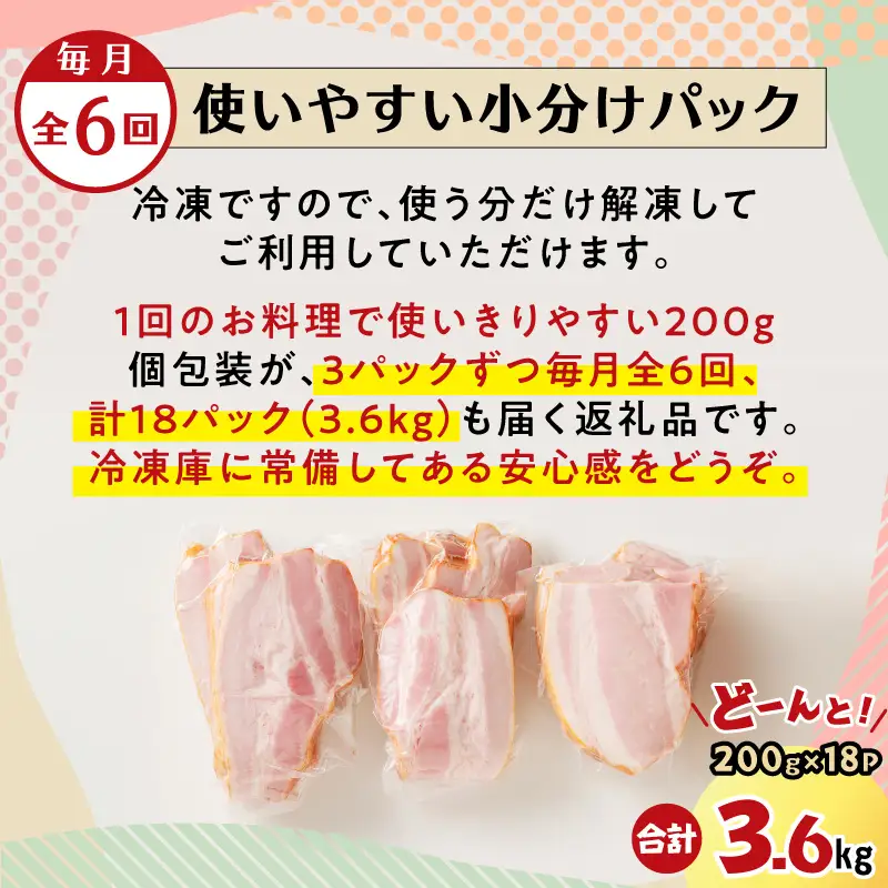【 訳あり 】 【 全6回 】 切り落とし ベーコン 定期便 K161-T01 肉 豚肉 冷凍