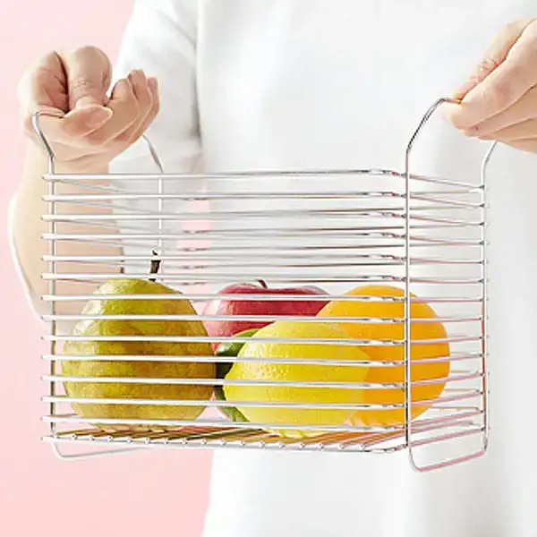 [ハナウタ] おしゃれなステンレス製キッチン用品 キッチンバスケットL シルバー 燕三条製 【012P007】