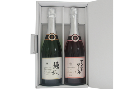 ワイン 白 ロゼ スパークリング 白ワイン 辛口 「穂坂シャルドネ&甲州スパークリング」750ml 1本 ロゼワイン やや甘口 「マスカット・ベーリーＡスパークリングロゼ」750ml 1本 日本ワイン 山梨ワイン シャトーマルス マルスワイン 計 2本 1500ml ワインセット ピンク フルーティー 発泡酒 果実酒 お祝い 誕生日