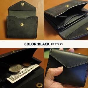 財布 高級ブライドルレザー ミニウォレット 手縫い カラー3色【ダークブラウン ブラック バーガンディ】革 革製品 財布