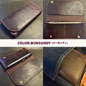 財布 高級ブライドルレザー ロングウォレット 手縫い カラー3色【ダークブラウン ブラック バーガンディ】革 革製品