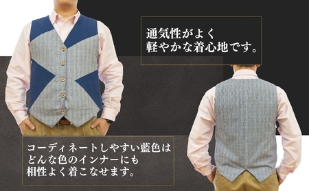 リバーシブルベスト 高品質 紳士 薄手 阿波しじら織り ファッション 服 オープンベスト 普段使い シーズンレス 国産 モダン オリジナル 数量限定 リバーシブル 前開き 春夏秋冬 おしゃれ 男性 メンズ 贈答 プレゼント 徳島県 阿波市