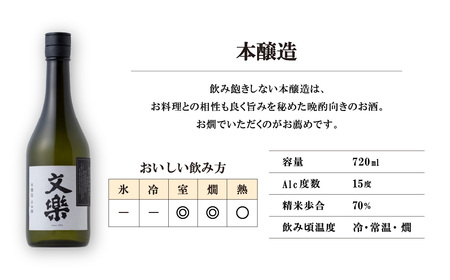 北西酒造 文楽 純米吟醸・生もと純米酒・本醸造 3種飲み比べ 720ml 3種×各1本 計3本 |  日本酒 純米吟醸 純米酒 埼玉県 上尾市
