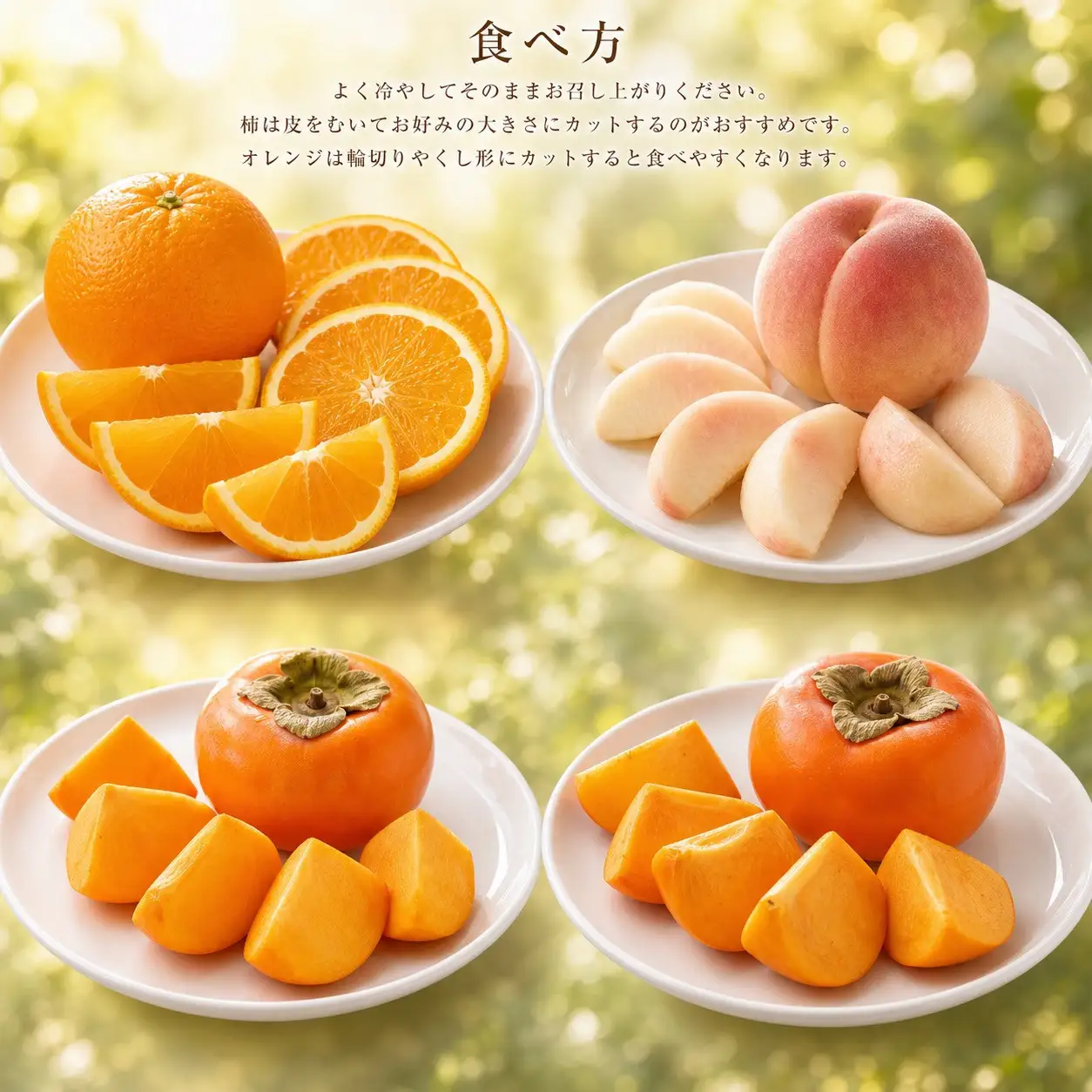 【7・8・10・11月 全4回】紀州和歌山産旬のフルーツセット（バレンシア・桃・ひらたねなし柿・富有柿）【UT81】