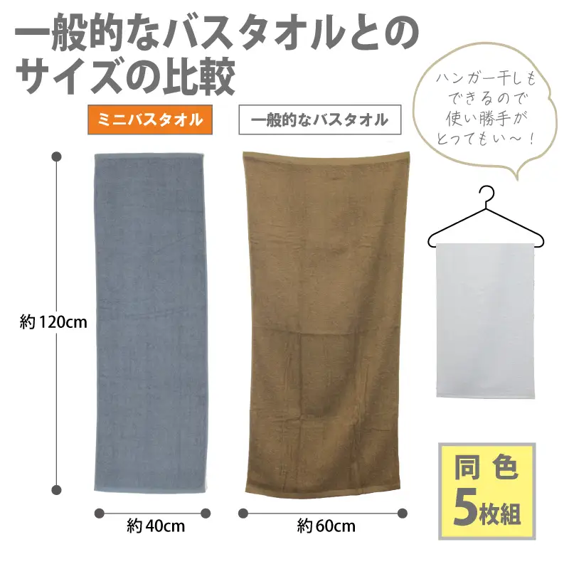 ミニバスタオル 5枚（グリーン）