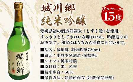 ＜日本酒 城川郷「純米吟醸」「純米大吟醸」飲み比べセット 720ml×2本＞ お酒 さけ ギフト 贈り物 贈答用 お祝い 御祝い 内祝い 家飲み 宅飲み お酒セット 乾杯 特産品 中城本家酒造 愛媛県 西予市【常温】『1か月以内に順次出荷予定』SNH0002