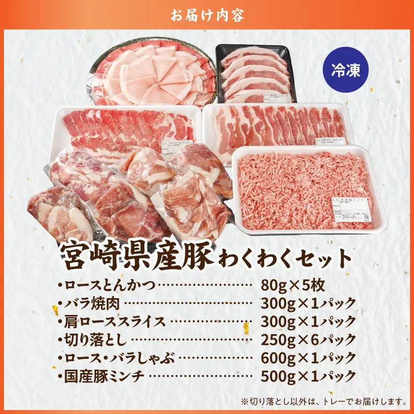 宮崎県産豚わくわく3.6kgセット〔17-8406〕_(都城市) 宮崎県産豚 しゃぶしゃぶ バラ 焼肉 切り落とし 肩ローススライス ロース とんかつ ミンチ