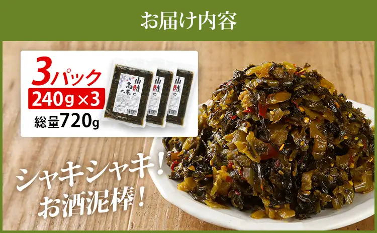 辛子高菜 240g×3パック（720g） 山賊の高菜