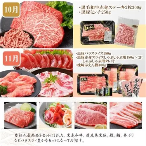 定期便8回配送　ぜいたく!!お楽しみ定期便　HH0-0001_肉 ハム 豚肉   肉 ハンバーグ 牛肉   肉 ステーキ 牛肉 ビーフステーキ  肉 黒毛和牛 牛肉   肉  豚肉   肉 ハンバーグ 豚肉   魚介・海産物 カツオ 鮮魚 かつお 鰹  魚介・海産物 マグロ 鮮魚 まぐろ 鮪  定期便 定期便  _【配送不可地域：離島】【1505356】