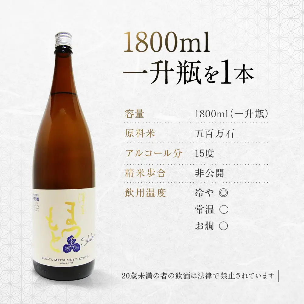 日本酒 澤屋まつもと 守破離 しゅはり 五百万石 1.8L 日本酒