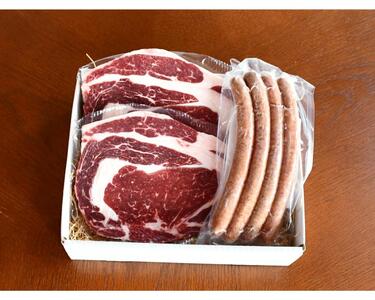 【えりも短角牛】リブロースステーキ＆ソーセージセット【er007-008】牛肉 リブ ロース ステーキ 240g × 2枚 ソーセージ 4本 150g セット えりも 短角牛 希少 品種 赤身 国産 北海道産 人気