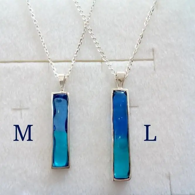 【レディース／メンズ】スクエアペンダント Aqua Blue & Crystal Turquoise