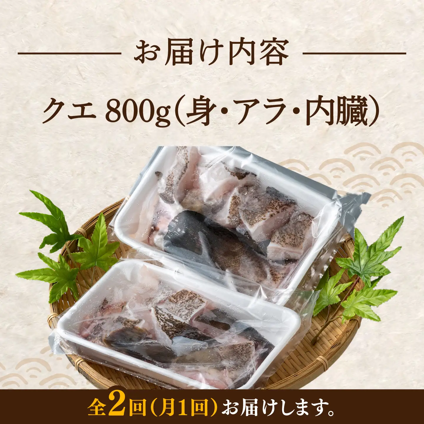 【全2回定期便】幻の魚 クエ 鍋 セット 800g [WAD050] ちり鍋 アラ くえ