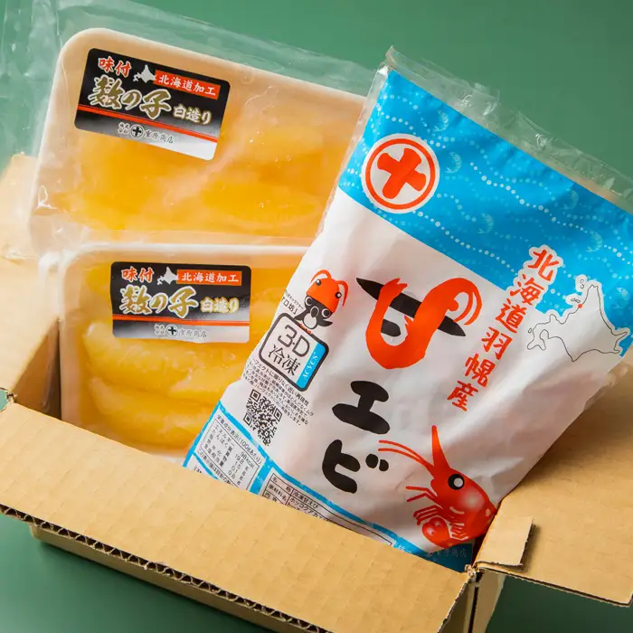 お刺身用甘えび（500g）・味付けかずのこ（140g×2パック）セット【05117】