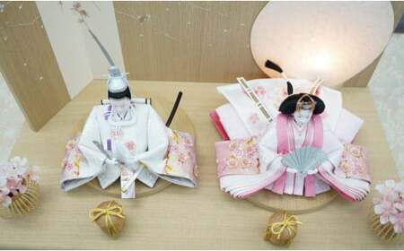 【飾り台セット“桜舞”】人形作り40年 “平安天鳳”作 京都西陣織  四条 薄花桜 手作り ひな祭り 木製 今どき かわいい おしゃれ モダン H067-154